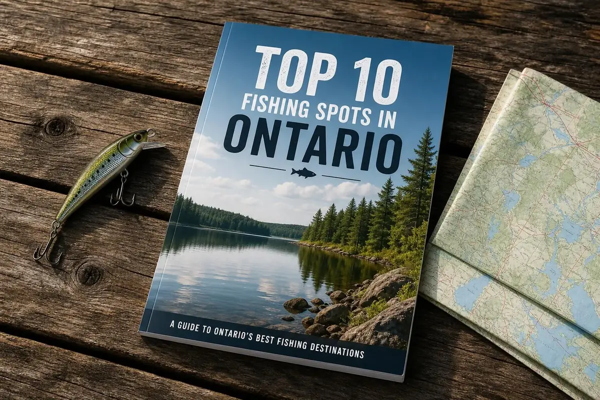 Top 10 Fishing Spots in Ontario guidebook mockup